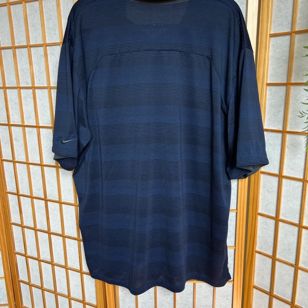 Nike Dri-Fit Polo Shirt Mens 3XL Tall (3XLT) Navy Striped Athletic Golf Casual